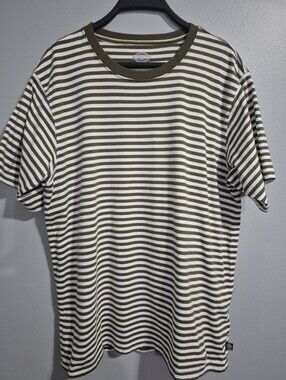 Dickies Men's Olive Green & White Stripe Crew Neck T-Shirt XL